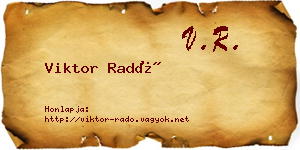 Viktor Radó névjegykártya
